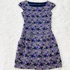 TOCCA 花柄刺繍ワンピース　総刺繍　フレンチスリーブ　日本製　L