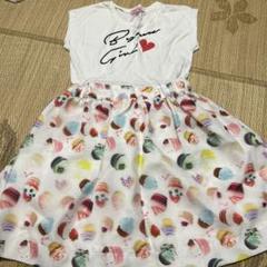 Tシャツとカップケーキ柄　ワンピース150cm