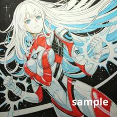 【手描きイラスト 089】オリジナル原画中色紙 美人画コピック「ウルトラガール」 手描きイラスト 089】オリジナル原画中色紙 美人画コピック