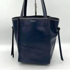【美品】J&M DAVIDSON ベルミニ スタッズ ハンドバッグ ネイビー