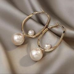 ✳️オーバルラインピアス ゴールド パール　2WAY✳️只今SALE中✳️