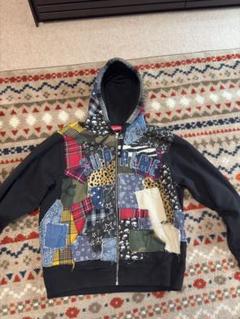 ★Supreme★送関込★話題のパッチワークジップアップフーデッド Supreme Patchwork Zip Up Hooded Sweatshirt Black Men's