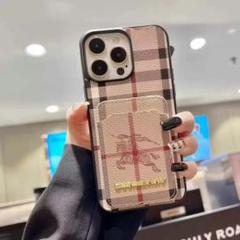 ラストiPhone16e Burberryチェック柄 レザー iPhoneケース