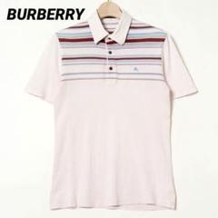 BURBERRY バーバリー ブラックレーベル ボーダー柄 ロゴ刺繍 ポロシャツ