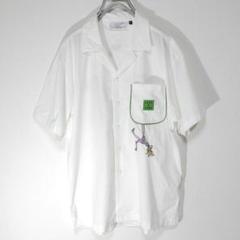 LEFT ALONE　レフトアローン　両面刺繍　シャツ　開襟シャツ　ホワイト　M