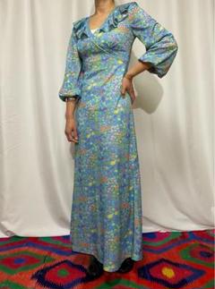経典 花柄 ヨーロッパ 70s ビンテージ 古着 フリル ワンピース ドレス ワンピース