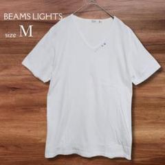ビームスライツ 半袖カットソー VネックTシャツ 星柄 薄手 白 M