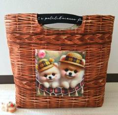 ハンドメイド ポメラニアンちゃん達折りたたみバッグU^ェ^UU^ェ^U