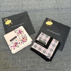 未使用 Burberry バーバリー ハンカチ ノバチェック 花柄 ロゴ