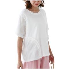 コットン 着痩せ ブラウス 水玉添えフリルカットソー トップス 美品　M〜L