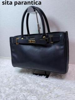 sita parantica レザートートバッグ 金金具 ロック ハンドバッグ