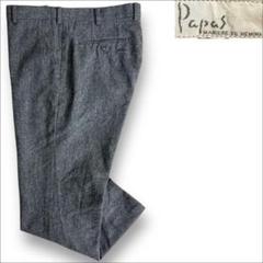 Papas カシミヤ混ウールスラックスフランネルツータックLL
