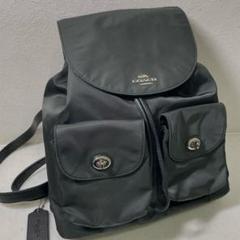 COACH リュックサック ナイロン レザー 黒 レディース　 バックパック