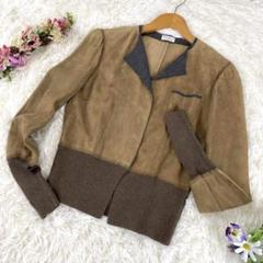 極美品】 ブルネロクチネリレザーカシミヤノーカラージャケット