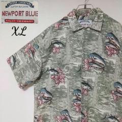 COAST TO COAST 半袖アロハシャツ XL カジキ 花 灰色