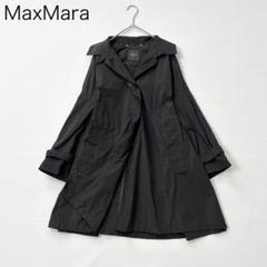 1462y美品 マックスマーラ ポリエステルフレアコート 黒 大きいサイズ 1462y美品 マックスマーラ ポリエステルフレアコート 黒 大きい
