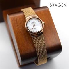 《美品》SKAGEN 腕時計 ピンクゴールド メッシュバンド シェル