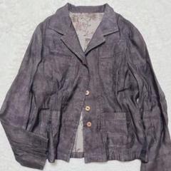 【トスカーナ】ダークブラウン テーラードジャケット 花柄シースルー おしゃれ M