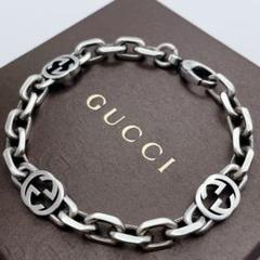 GUCCI　インターロッキング　ブレスレット　シルバー925 エイジング