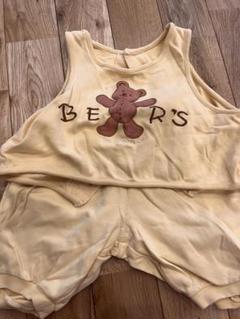 ベビークマ刺繍付きタンクトップとショートパンツセット