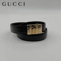 【極美品】 GUCCI レザー ベルト バックル ゴールド金具 ブラック 黒