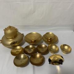 黄綬褒章記念品　金属製急須セット・黄金茶釜２４KGP インテリア置物飾物 美品 激安早い者勝ち 黄金茶釜 24KGP インテリア置物 飾物 美品の