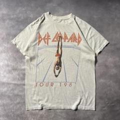 Q25 古着80s復刻Def Leppard バンドツアーTシャツ　アイボリー