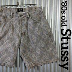 本命ギフト 80s USA 紋章総柄Archive ステューシーデニムハーフパンツ old パンツ