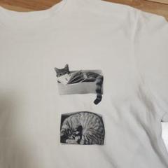 猫プリント ホワイト Tシャツ　UNIQLO　ユニクロ