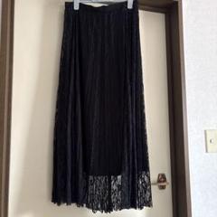 GU 黒 レース プリーツロングスカート