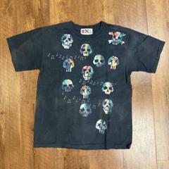 y2k 00's モード系ブラックグラフィックプリント骸骨スカル半袖Tシャツ　M