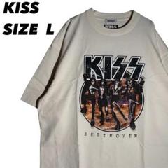KISS Tシャツ L キッスTシャツ L オフホワイト バンドTシャツ バンT