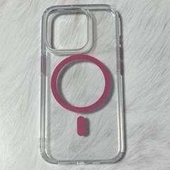 iPhone15Pro ケース クリアバービーピンクMagSafe対応