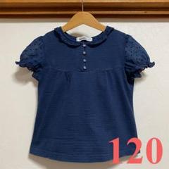 ファミリア トップス 120 Tシャツ ブラウス ネイビー フリル