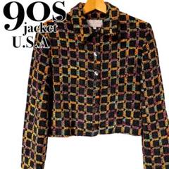 80s 90s ヴィンテージ ジャカード ゴブラン ジャケットショート丈 短丈 80s 90s ヴィンテージ ジャカード ゴブラン ジャケットショート