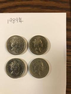 硬貨 外国 イギリス 1989年 1POND×4枚