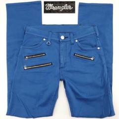 鮮やかブルー◆Wrangler◆W30パンクロックボンテージ風パンツ青 1092