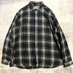 L.L.Bean 00年代 ボタンダウン フランネル チェックシャツ緑 XL