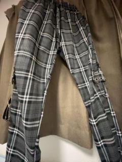 ヴォルカン＆アフロダイティ リング×チェーン付きチェックパンツM 黒