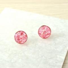 ハンドメイド　レジンピアス　小ぶり　カボション　ピンク　#29【即購入OK】