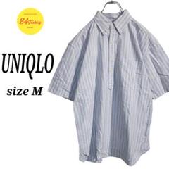 UNIQLO ショートスリーブ ストライプシャツ半袖 ハーフボタン メンズM