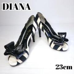 【美品/24H以内発送】DIANA ストライプリボンパンプス 23cm