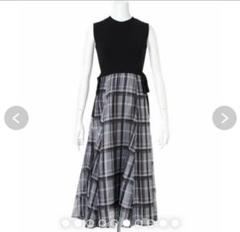 Apuweiser-riche サイドリボン チェック柄ドッキングワンピース 美品！アプワイザーリッシェ／サイドリボンチェック柄ドッキング