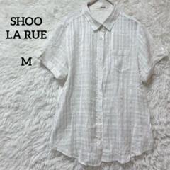 シューラルー 半袖シャツ ホワイト ブラウス コットン チェック M