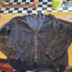 LOUIS VUITTON ルイ・ヴィトン カーディガン 紺×黒 シルク