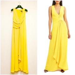 新品 BCBG MaxAzria ロング ドレス ドレープ フリル カシュクール 新品 BCBG MaxAzria ロング ドレス ドレープ フリル