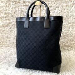 美品✨GUCCI グッチ GG柄 トートバッグ キャンバス レザー A4可 黒