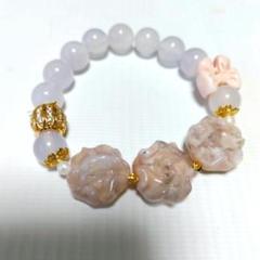 天然石スコロライトブレスレットと桜瑪瑙薔薇