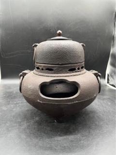【南部鉄器 茶釜・茶碗4つ・柄杓付き】 唐銅製 風炉 電熱器 南部鉄器 茶釜・茶碗4つ・柄杓付き】 唐銅製 風炉 電熱器