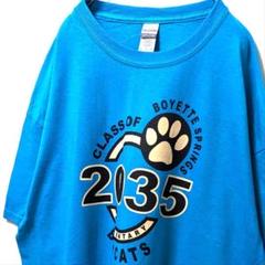 ギルダン クラスオブボブキャッツ ロゴ Tシャツ ブルー青 XL古着